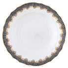 Herend Fish Scale Black Salad Plate in Black - Hand-painted Hungarian porcelain by Herend. Paris Tableware.