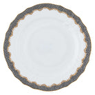 Hand-painted Herend Fish Scale Black Service Plate in fine porcelain, 11in D, on a white background