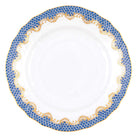 Hand-painted Herend Fish Scale Blue Bread and Butter Plate in fine porcelain, 6in D, on a white background