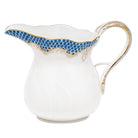 Hand-painted Herend Fish Scale Blue Creamer in fine porcelain, (6 OZ) 3.5in H, on a white background