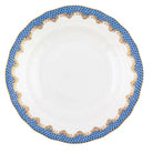 Hand-painted Herend Fish Scale Blue Dessert Plate in fine porcelain, 8.25in D, on a white background