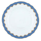Hand-painted Herend Fish Scale Blue Dinner Plate in fine porcelain, 10.5in D, on a white background