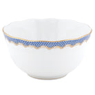 Hand-painted Herend Fish Scale Blue Round Bowl in fine porcelain, (3.5 PT) 7.5in D, on a white background