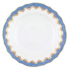 Hand-painted Herend Fish Scale Blue Salad Plate in fine porcelain, 7.5in D, on a white background