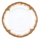 Hand-painted Herend Fish Scale Brown Bread and Butter Plate in fine porcelain, 6in D, on a white background