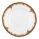 Hand-painted Herend Fish Scale Brown Dessert Plate in fine porcelain, 8.25in D, on a white background
