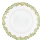 Hand-painted Herend Fish Scale Evergreen Bread and Butter Plate in fine porcelain, 6in D, on a white background