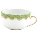 Hand-painted Herend Fish Scale Evergreen Canton Cup Teacup in fine porcelain, on a white background