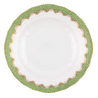 Hand-painted Herend Fish Scale Evergreen Dessert Plate in fine porcelain, 8.25in D, on a white background