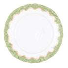 Hand-painted Herend Fish Scale Evergreen Rim Soup Plate Soup Plates & Rimmed Soup Bowl in fine porcelain, 8in D, on a white background
