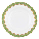 Hand-painted Herend Fish Scale Evergreen Salad Plate in fine porcelain, 7.5in D, on a white background