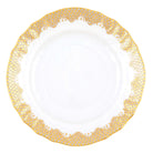 Hand-painted Herend Fish Scale Gold Bread and Butter Plate in fine porcelain, 6in D, on a white background