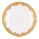 Hand-painted Herend Fish Scale Gold Canton Saucer in fine porcelain, 5.5in D, on a white background
