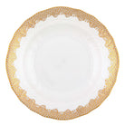 Hand-painted Herend Fish Scale Gold Dessert Plate in fine porcelain, 8.25in D, on a white background