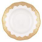 Hand-painted Herend Fish Scale Gold Rim Soup Plate Soup Plates & Rimmed Soup Bowl in fine porcelain, 8in D, on a white background