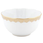 Hand-painted Herend Fish Scale Gold Round Bowl in fine porcelain, (3.5 PT) 7.5in D, on a white background