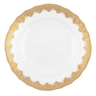 Hand-painted Herend Fish Scale Gold Salad Plate in fine porcelain, 7.5in D, on a white background
