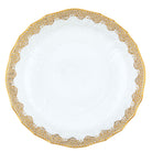 Hand-painted Herend Fish Scale Gold Scalloped Dinner Bowl in fine porcelain, 8in D X 2in H, on a white background