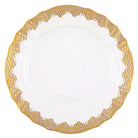 Hand-painted Herend Fish Scale Gold Service Plate in fine porcelain, 11in D, on a white background