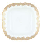 Hand-painted Herend Fish Scale Gold Square Fruit Dish in fine porcelain, 11in SQ, on a white background