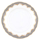 Hand-painted Herend Fish Scale Gray Bread and Butter Plate in fine porcelain, 6in D, on a white background