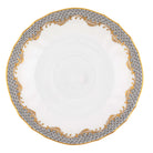 Hand-painted Herend Fish Scale Gray Canton Saucer in fine porcelain, 5.5in D, on a white background