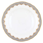 Hand-painted Herend Fish Scale Gray Dessert Plate in fine porcelain, 8.25in D, on a white background