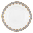 Hand-painted Herend Fish Scale Gray Salad Plate in fine porcelain, 7.5in D, on a white background