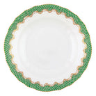 Hand-painted Herend Fish Scale Jade Dessert Plate in fine porcelain, 8.25in D, on a white background
