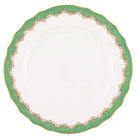 Hand-painted Herend Fish Scale Jade Dinner Plate in fine porcelain, 10.5in D, on a white background