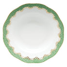 Hand-painted Herend Fish Scale Jade Rim Soup Plate Soup Plates & Rimmed Soup Bowl in fine porcelain, 8in D, on a white background