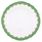 Hand-painted Herend Fish Scale Jade Service Plate in fine porcelain, 11in D, on a white background