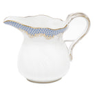 Hand-painted Herend Fish Scale Light Blue Creamer in fine porcelain, (6 OZ) 3.5in H, on a white background