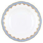 Hand-painted Herend Fish Scale Light Blue Dessert Plate in fine porcelain, 8.25in D, on a white background