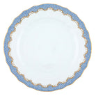 Hand-painted Herend Fish Scale Light Blue Dinner Plate in fine porcelain, 10.5in D, on a white background