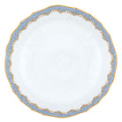 Hand-painted Herend Fish Scale Light Blue Scalloped Dinner Bowl in fine porcelain, 8in D X 2in H, on a white background