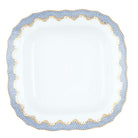 Hand-painted Herend Fish Scale Light Blue Square Fruit Dish in fine porcelain, 11in SQ, on a white background
