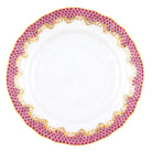 Hand-painted Herend Fish Scale Pink Bread and Butter Plate in fine porcelain, 6in D, on a white background