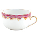 Hand-painted Herend Fish Scale Pink Canton Cup Teacup in fine porcelain, on a white background