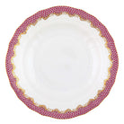 Hand-painted Herend Fish Scale Pink Dessert Plate in fine porcelain, 8.25in D, on a white background