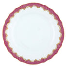Hand-painted Herend Fish Scale Pink Dinner Plate in fine porcelain, 10.5in D, on a white background