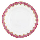 Hand-painted Herend Fish Scale Pink Salad Plate in fine porcelain, 7.5in D, on a white background