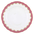 Hand-painted Herend Fish Scale Pink Service Plate in fine porcelain, 11in D, on a white background
