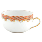 Hand-painted Herend Fish Scale Rust Canton Cup Teacup in fine porcelain, on a white background