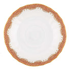 Hand-painted Herend Fish Scale Rust Canton Saucer in fine porcelain, 5.5in D, on a white background