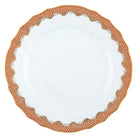 Hand-painted Herend Fish Scale Rust Dinner Plate in fine porcelain, 10.5in D, on a white background