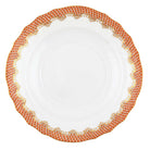 Hand-painted Herend Fish Scale Rust Salad Plate in fine porcelain, 7.5in D, on a white background