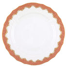 Hand-painted Herend Fish Scale Rust Service Plate in fine porcelain, 11in D, on a white background