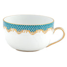 Hand-painted Herend Fish Scale Turquoise Canton Cup Teacup in fine porcelain, on a white background
