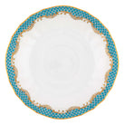 Hand-painted Herend Fish Scale Turquoise Canton Saucer in fine porcelain, 5.5in D, on a white background